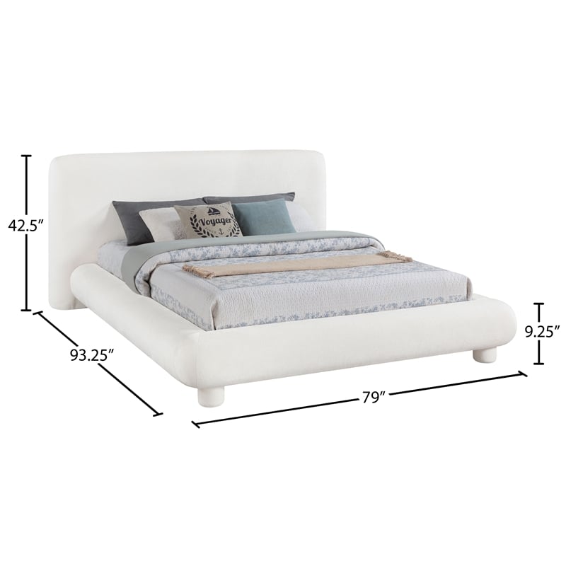 Bowery Hill Contemporary Cream Chenille Fabric Upholstered Full Bed