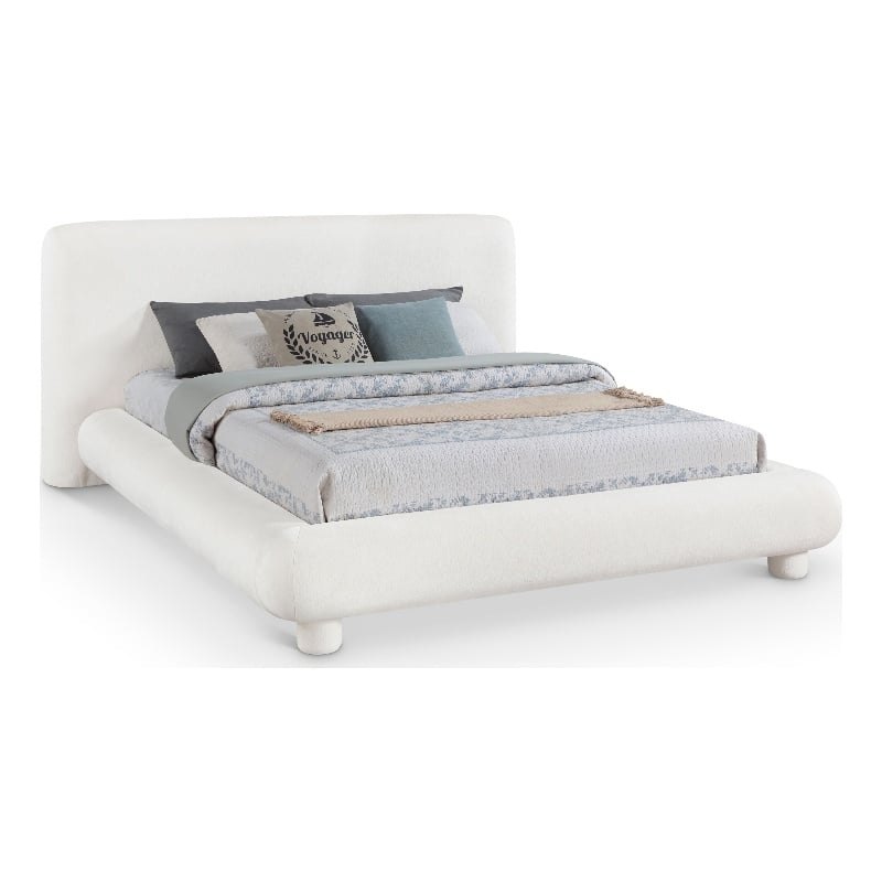 Bowery Hill Contemporary Cream Chenille Fabric Upholstered Full Bed