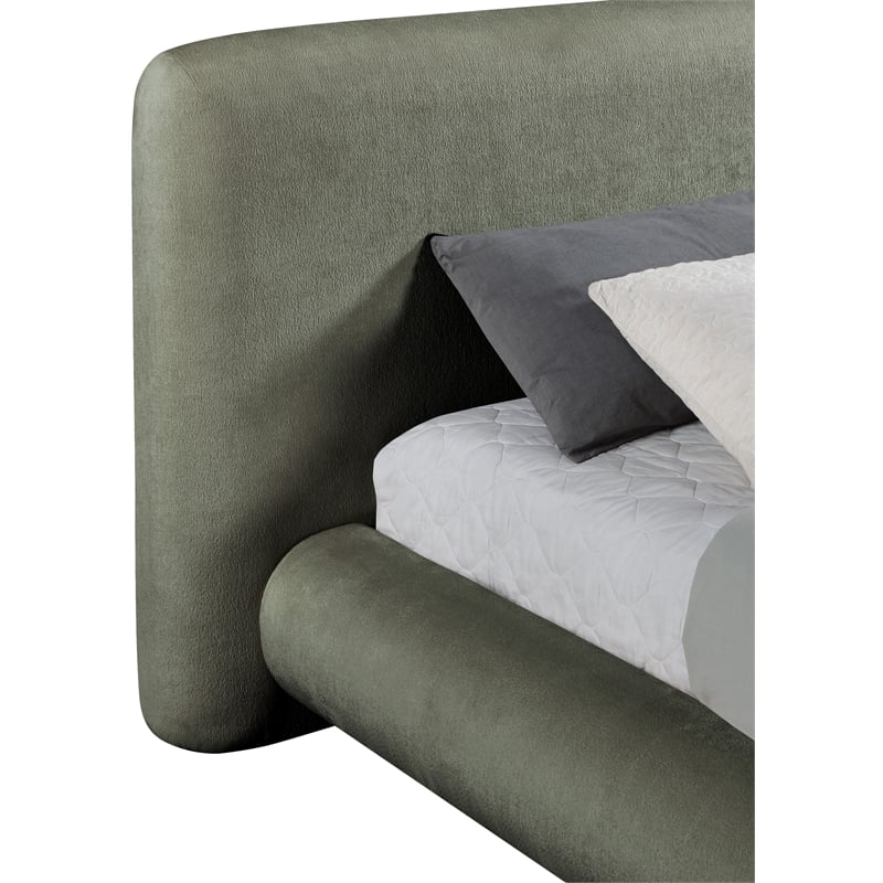 Bowery Hill Contemporary Green Chenille Fabric Upholstered Full Bed