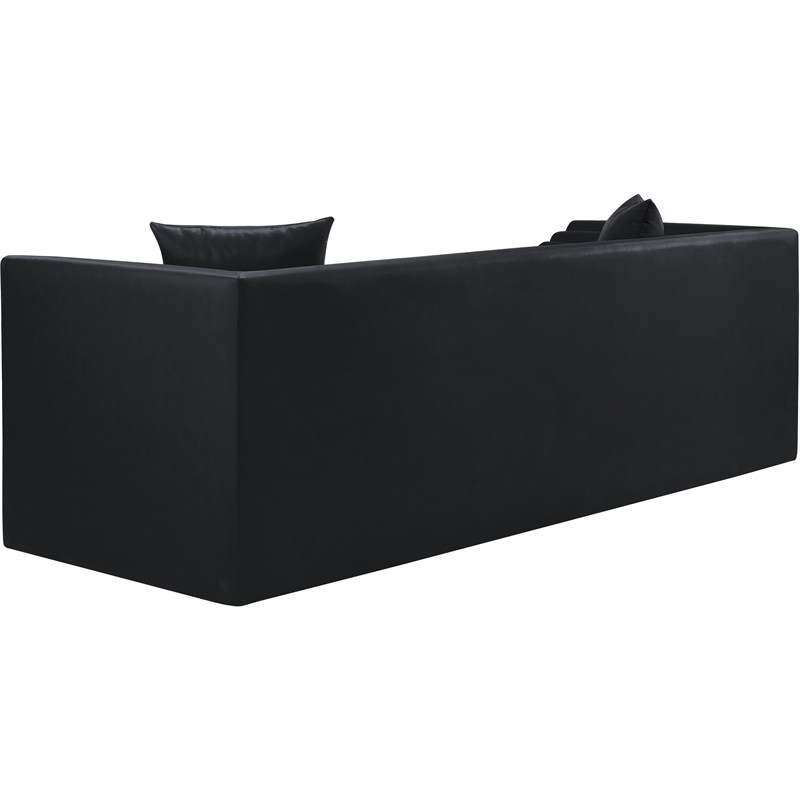 Bowery Hill Contemporary Black Vegan Leather Upholstered Sofa