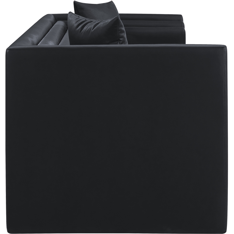 Bowery Hill Contemporary Black Vegan Leather Upholstered Sofa