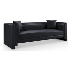 Bowery Hill Contemporary Black Vegan Leather Upholstered Sofa