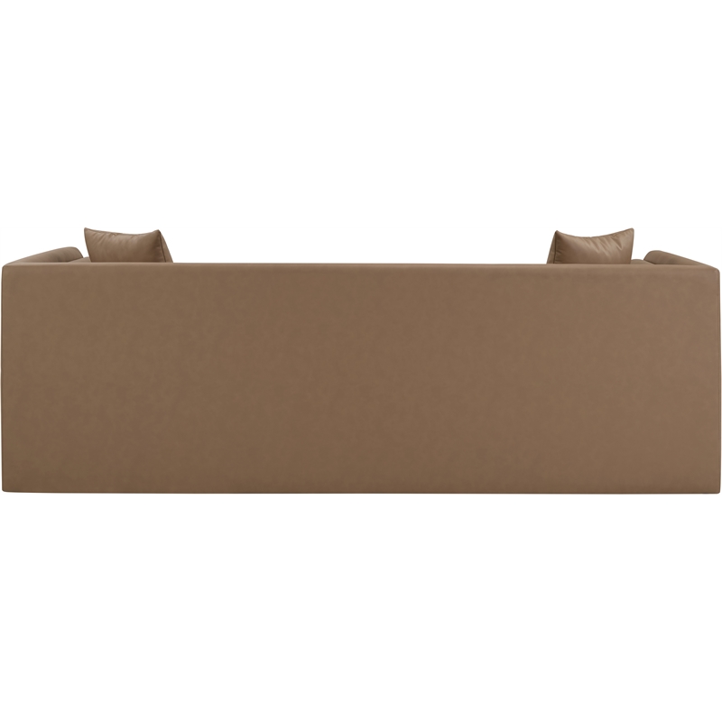 Bowery Hill Contemporary Brown Vegan Leather Upholstered Sofa