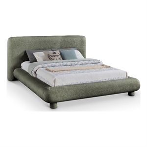Bowery Hill Contemporary Green Chenille Fabric Upholstered Queen Bed