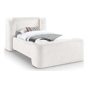 Bowery Hill Contemporary Cream Chenille Fabric Upholstered Twin Bed