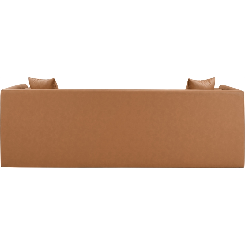 Bowery Hill Contemporary Cognac Vegan Leather Upholstered Sofa
