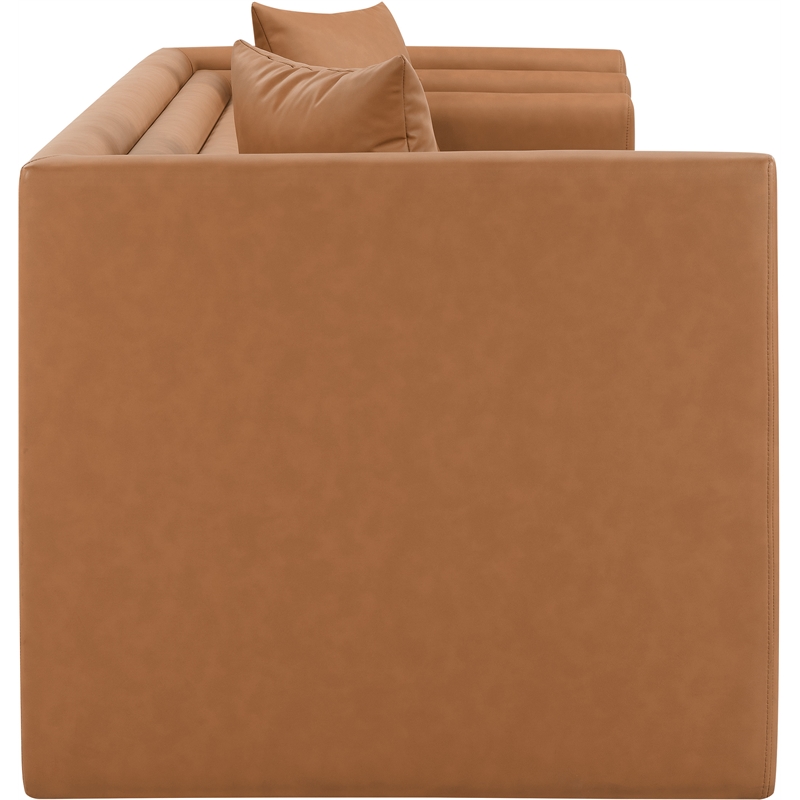 Bowery Hill Contemporary Cognac Vegan Leather Upholstered Sofa