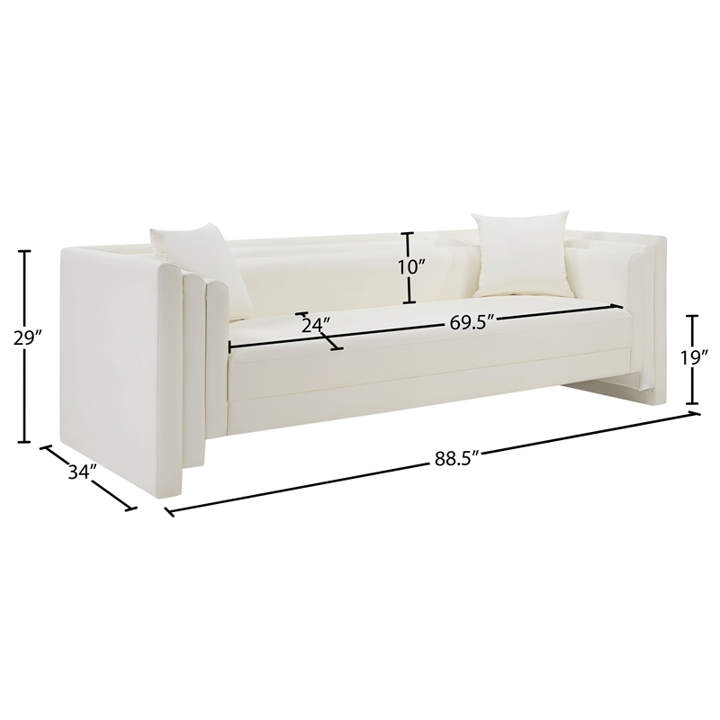 Bowery Hill Contemporary Cream Vegan Leather Upholstered Sofa
