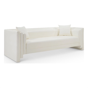 Bowery Hill Contemporary Cream Vegan Leather Upholstered Sofa