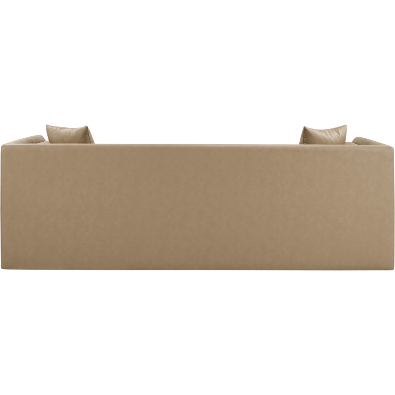Bowery Hill Contemporary Soft Tan Vegan Leather Upholstered Sofa