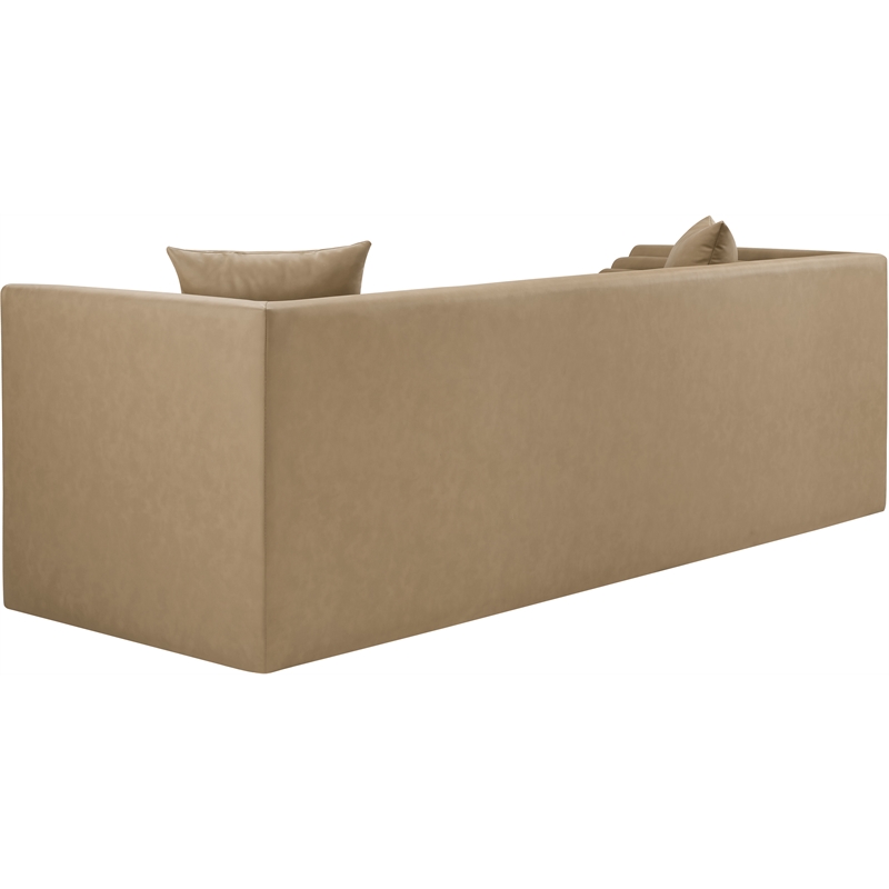 Bowery Hill Contemporary Soft Tan Vegan Leather Upholstered Sofa