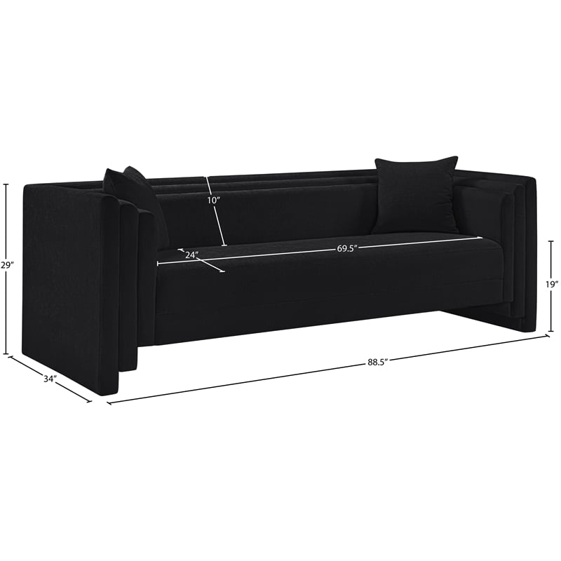 Bowery Hill Contemporary Black Chenille Fabric Upholstered Sofa