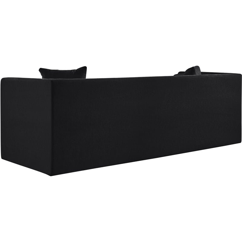Bowery Hill Contemporary Black Chenille Fabric Upholstered Sofa