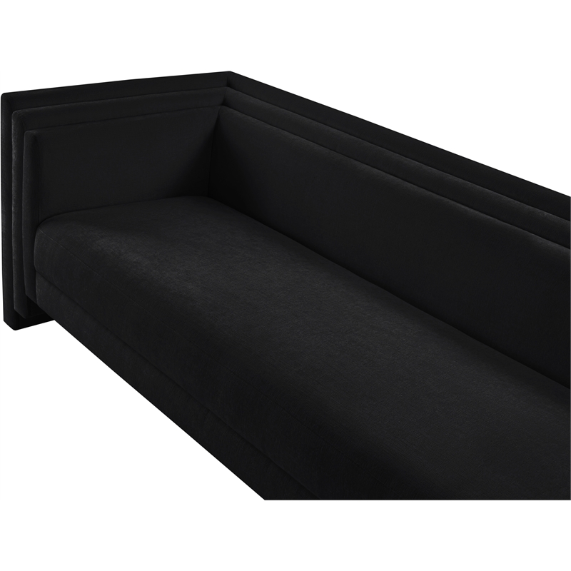 Bowery Hill Contemporary Black Chenille Fabric Upholstered Sofa