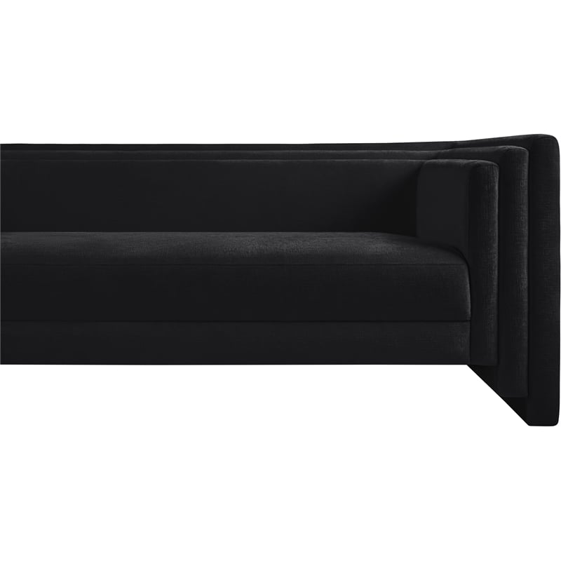 Bowery Hill Contemporary Black Chenille Fabric Upholstered Sofa