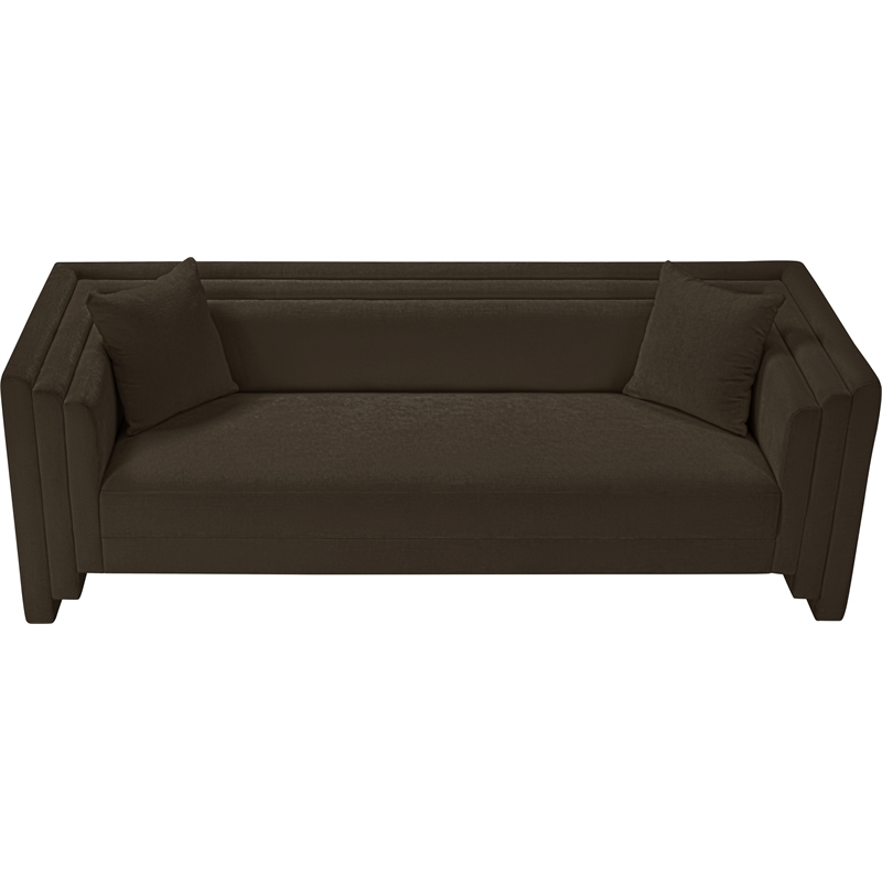 Bowery Hill Contemporary Brown Chenille Fabric Upholstered Sofa