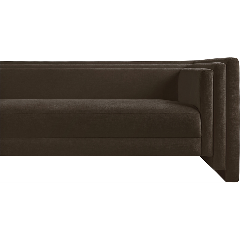 Bowery Hill Contemporary Brown Chenille Fabric Upholstered Sofa