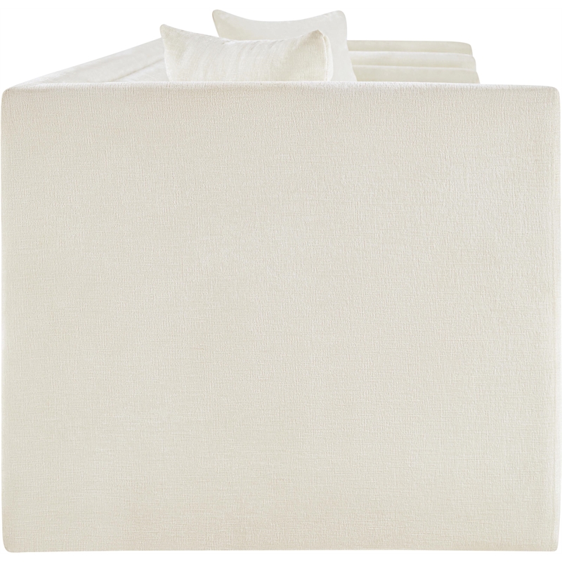 Bowery Hill Contemporary Cream Chenille Fabric Upholstered Sofa