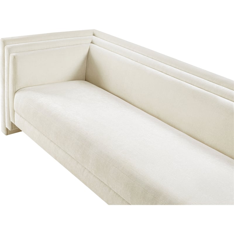Bowery Hill Contemporary Cream Chenille Fabric Upholstered Sofa