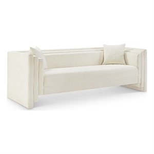 Bowery Hill Contemporary Cream Chenille Fabric Upholstered Sofa