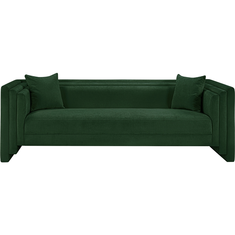 Bowery Hill Contemporary Green Chenille Fabric Upholstered Sofa