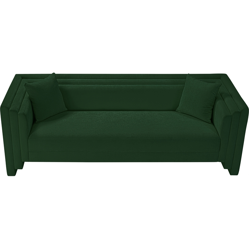 Bowery Hill Contemporary Green Chenille Fabric Upholstered Sofa