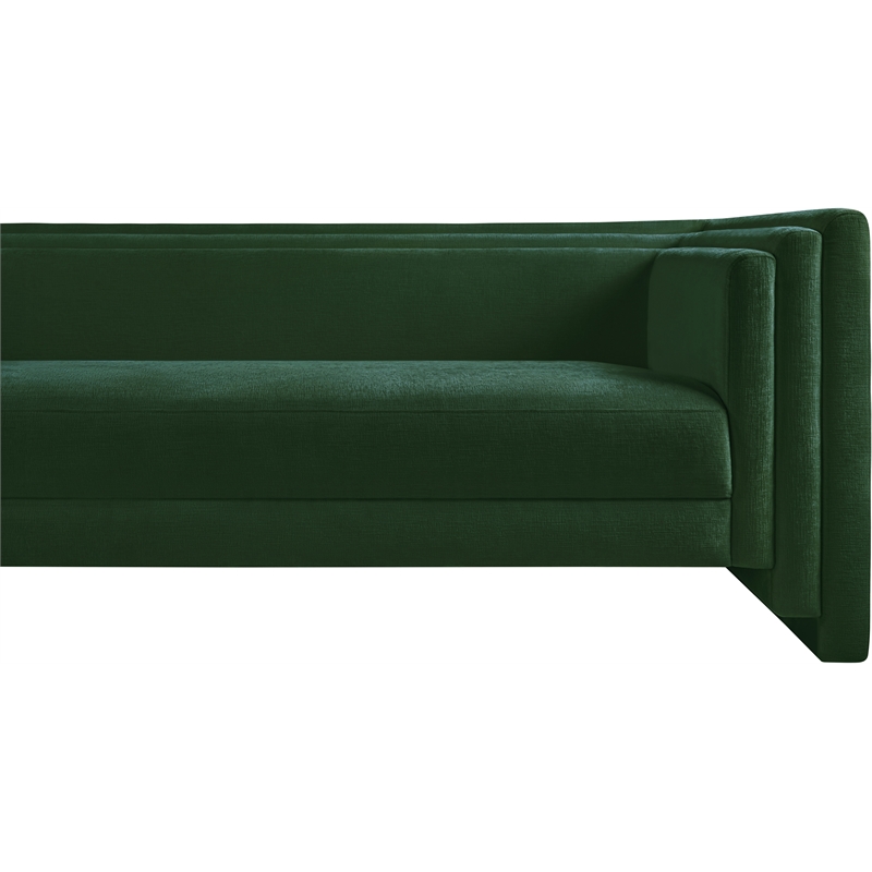 Bowery Hill Contemporary Green Chenille Fabric Upholstered Sofa