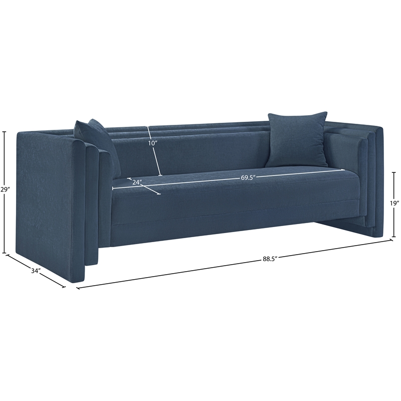 Bowery Hill Contemporary Light Blue Chenille Fabric Upholstered Sofa