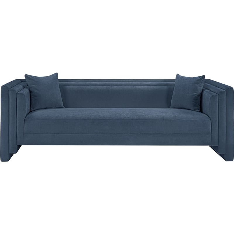 Bowery Hill Contemporary Light Blue Chenille Fabric Upholstered Sofa