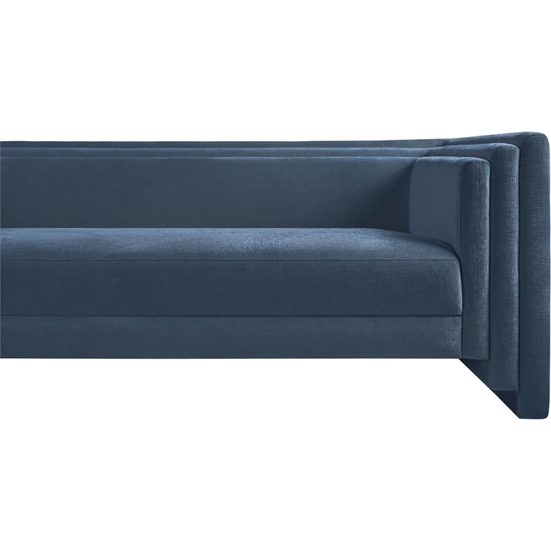 Bowery Hill Contemporary Light Blue Chenille Fabric Upholstered Sofa