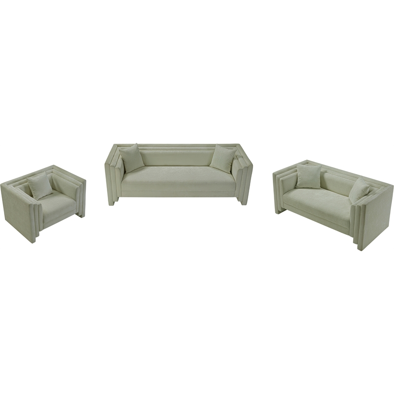 Bowery Hill Contemporary Mint Chenille Fabric Upholstered Sofa