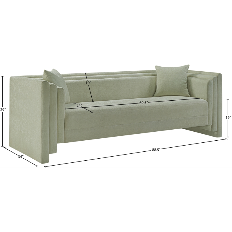 Bowery Hill Contemporary Mint Chenille Fabric Upholstered Sofa