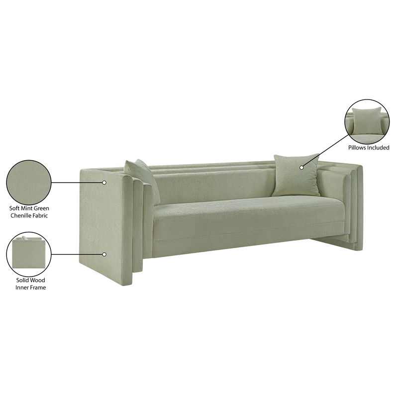 Bowery Hill Contemporary Mint Chenille Fabric Upholstered Sofa