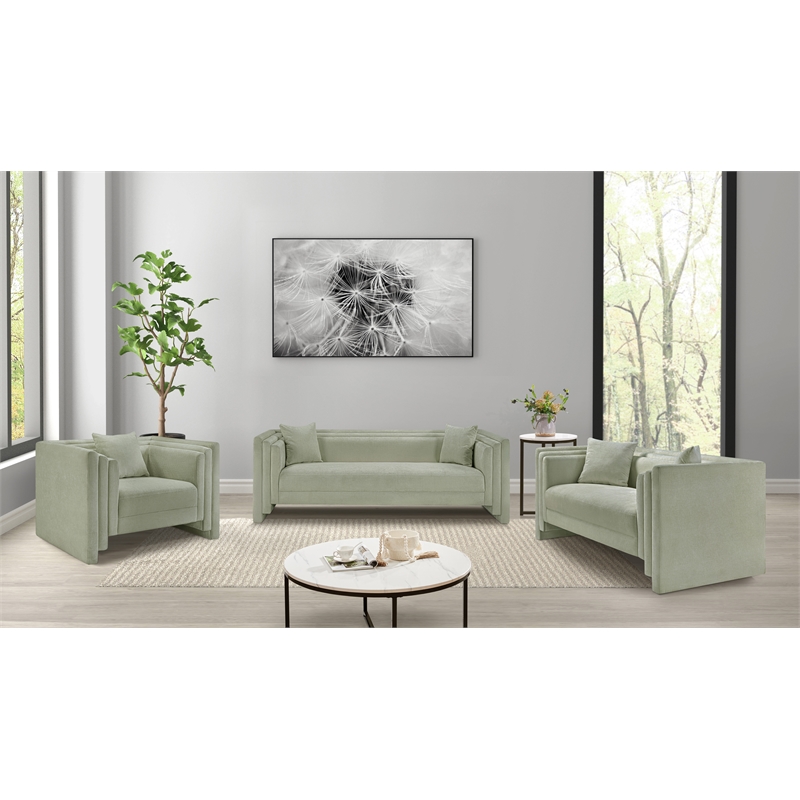 Bowery Hill Contemporary Mint Chenille Fabric Upholstered Sofa
