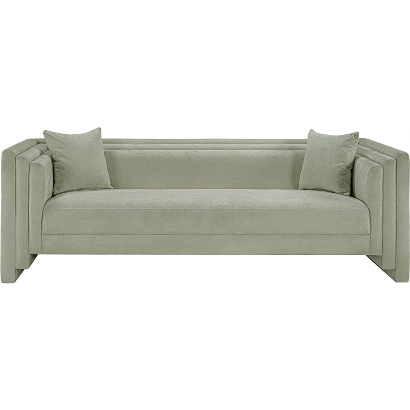 Bowery Hill Contemporary Mint Chenille Fabric Upholstered Sofa