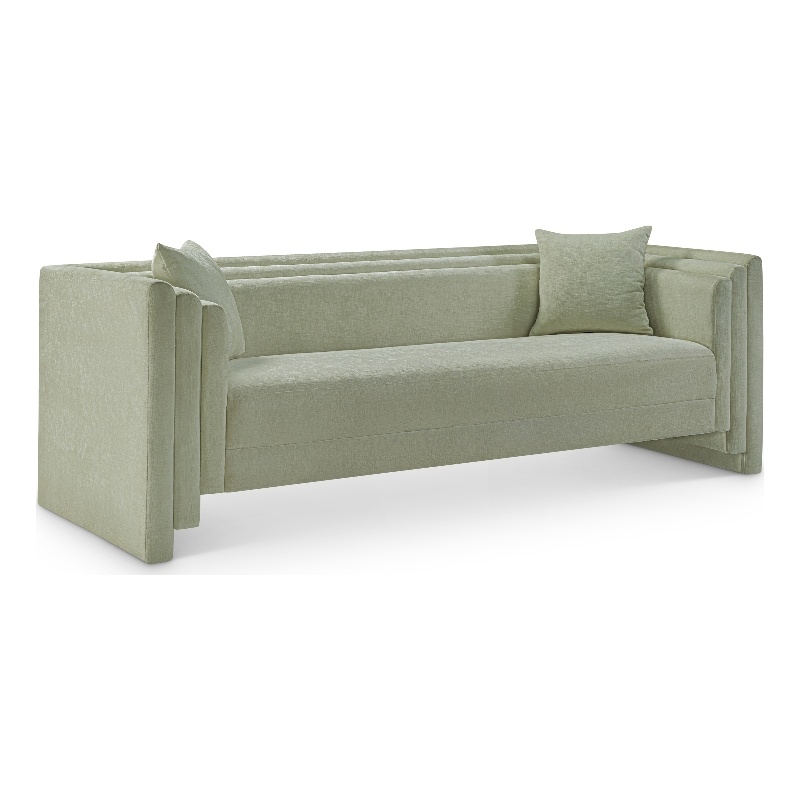 Bowery Hill Contemporary Mint Chenille Fabric Upholstered Sofa