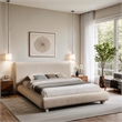 Bowery Hill Contemporary Rich Beige Fabric Upholstered Full Bed