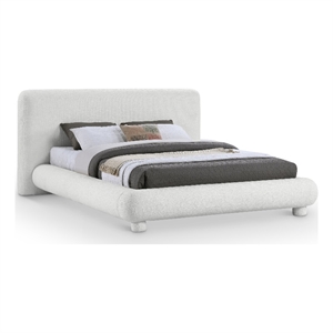 Bowery Hill Contemporary Rich Cream Fabric Upholstered King Bed