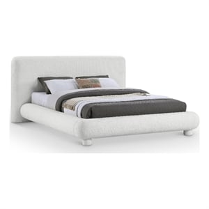 Bowery Hill Contemporary Rich Cream Fabric Upholstered Queen Bed