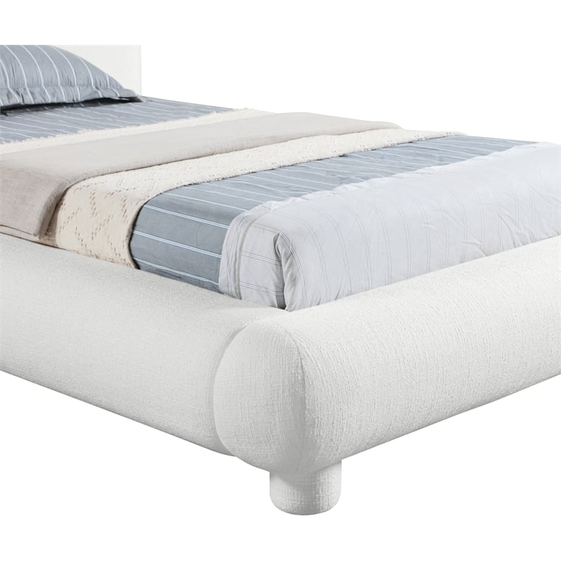 Bowery Hill Contemporary Rich Cream Fabric Upholstered Twin Bed