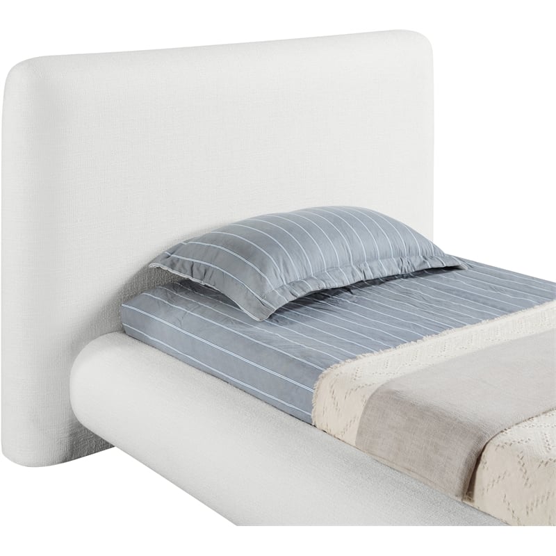 Bowery Hill Contemporary Rich Cream Fabric Upholstered Twin Bed