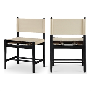 Bowery Hill Contemporary Beige Vegan Leather Dining Chair (Set of 2)