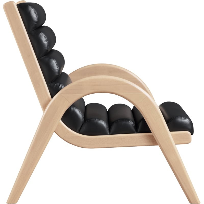 Bowery Hill Contemporary Rich Black Vegan Leather Accent Chair