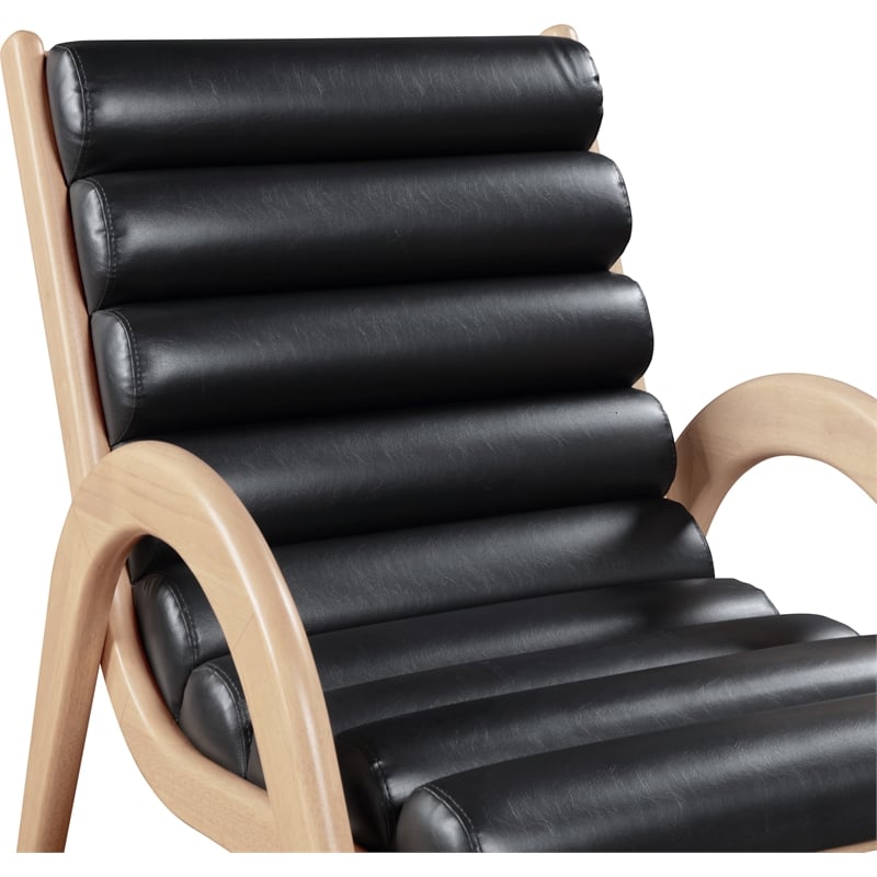 Bowery Hill Contemporary Rich Black Vegan Leather Accent Chair