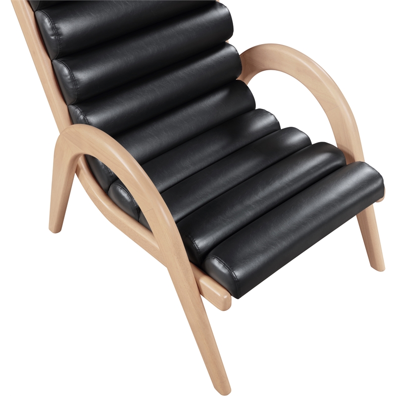 Bowery Hill Contemporary Rich Black Vegan Leather Accent Chair