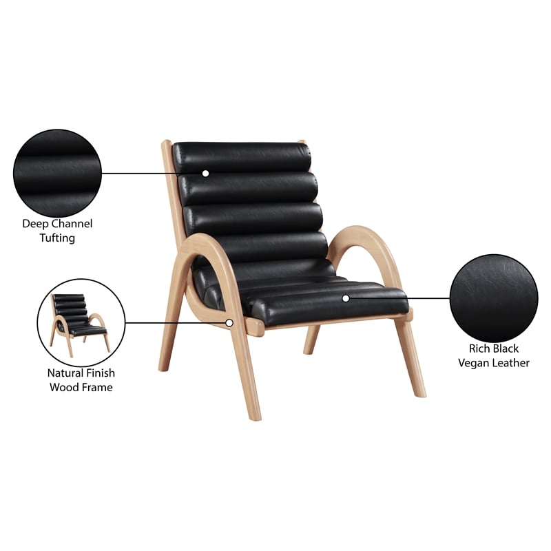 Bowery Hill Contemporary Rich Black Vegan Leather Accent Chair