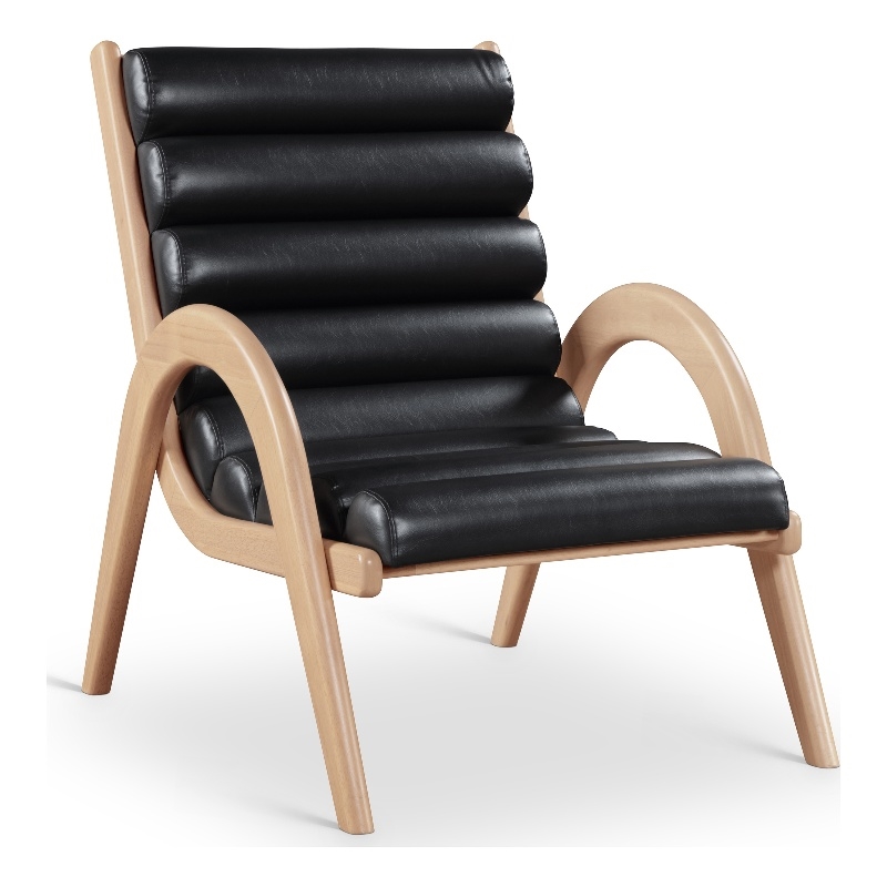 Bowery Hill Contemporary Rich Black Vegan Leather Accent Chair