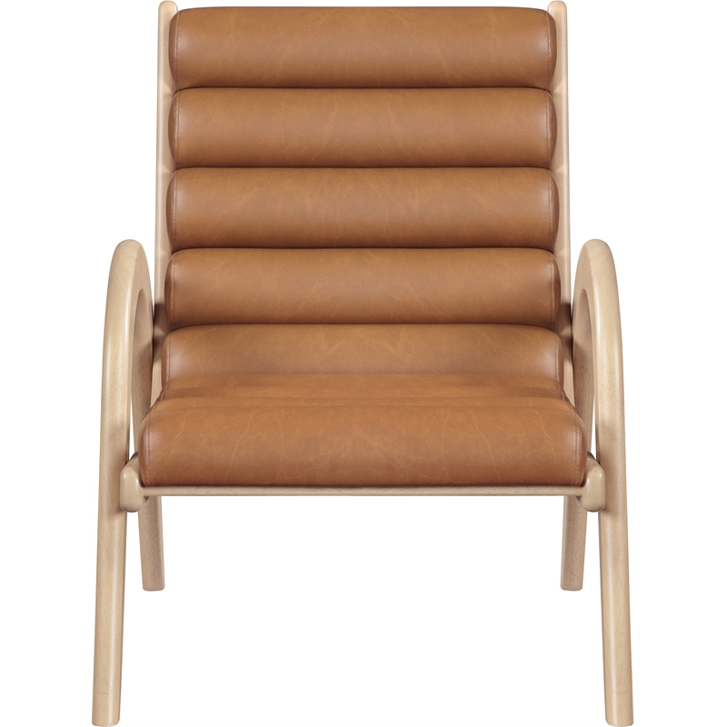 Bowery Hill Contemporary Rich Cognac Vegan Leather Accent Chair