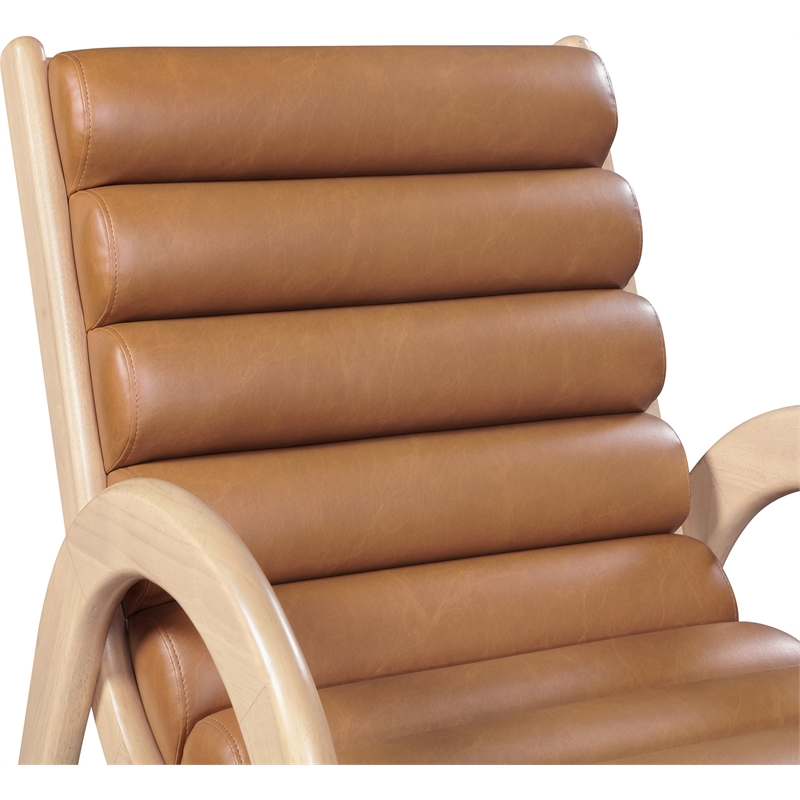 Bowery Hill Contemporary Rich Cognac Vegan Leather Accent Chair