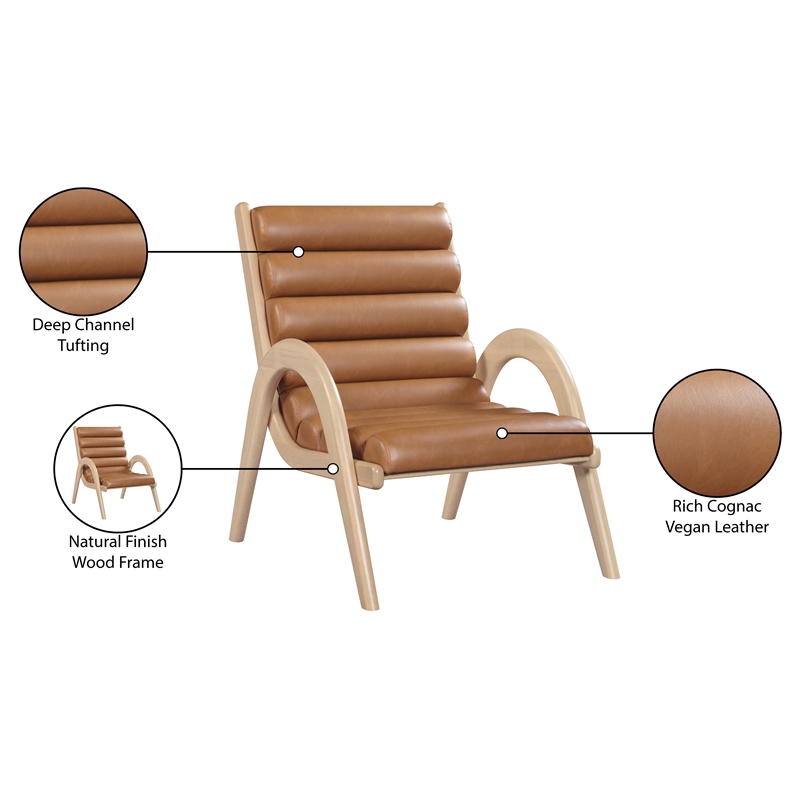 Bowery Hill Contemporary Rich Cognac Vegan Leather Accent Chair